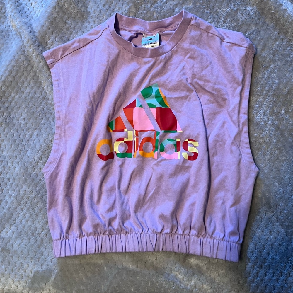 Adidas Cropped Sleeveless Top with Colorful Logo